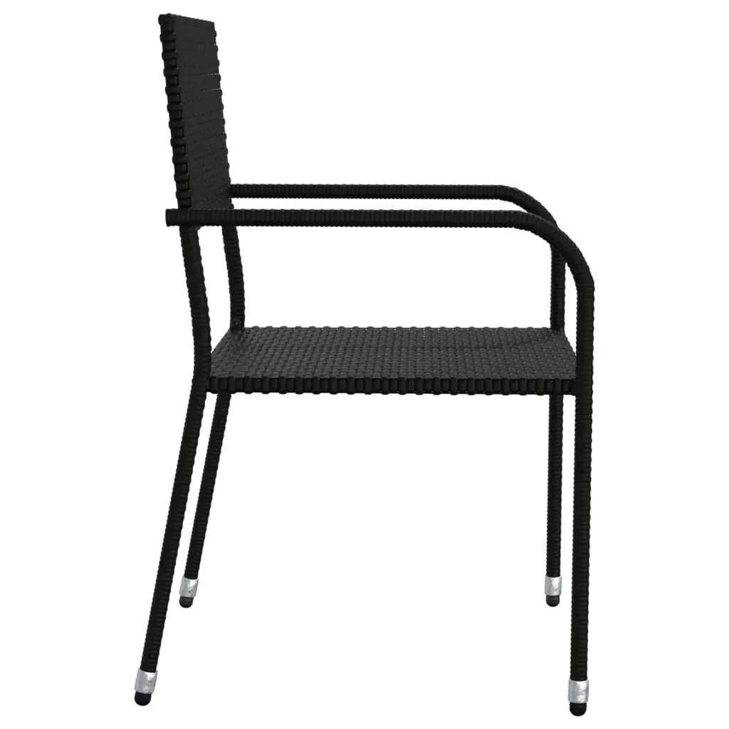 9 Piece Garden Dining Set Black Poly Rattan and Steel Price
