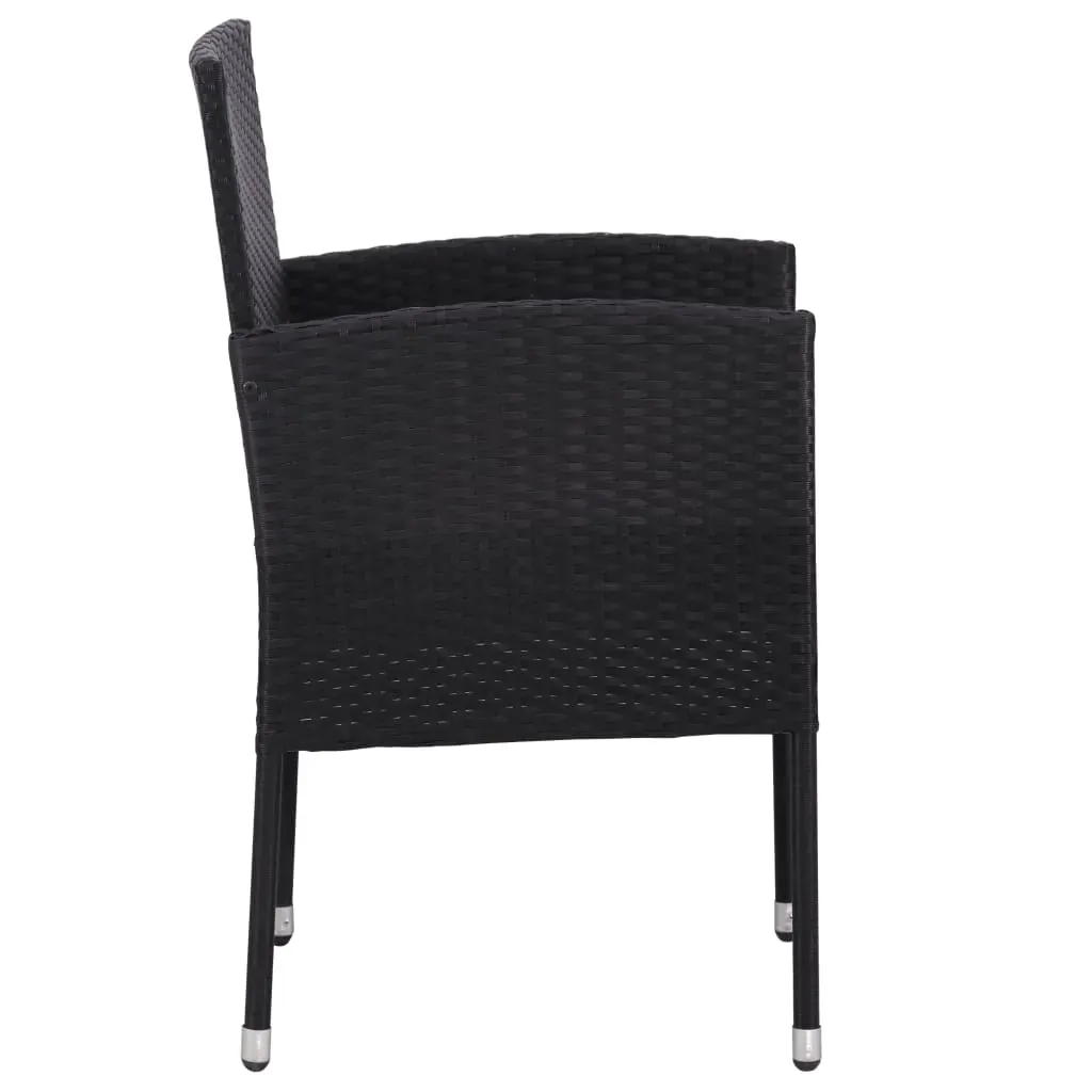 9 Piece Garden Dining Set Black Poly Rattan and Steel Price