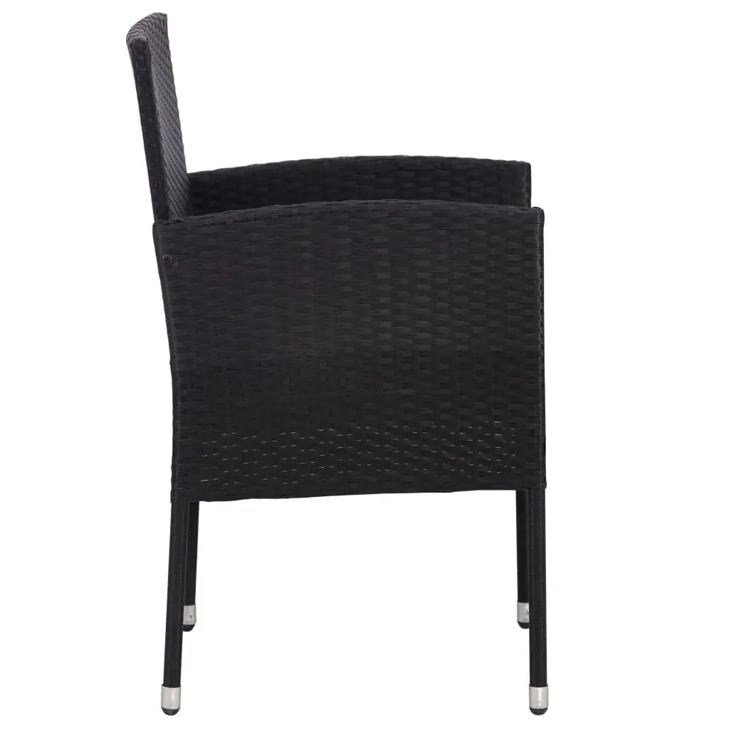 9 Piece Garden Dining Set Black Poly Rattan and Steel Price
