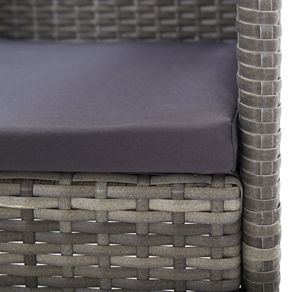 9 Piece Garden Dining Set Grey and Black Poly Rattan and Steel Price