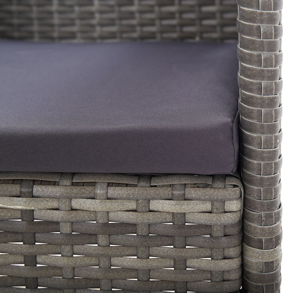 7 Piece Garden Dining Set Grey and Black Poly Rattan and Steel Price
