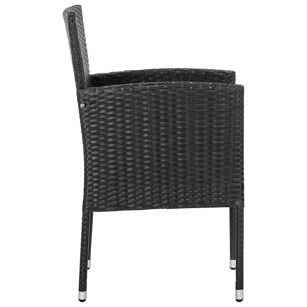 9 Piece Garden Dining Set Black Poly Rattan and Steel Price