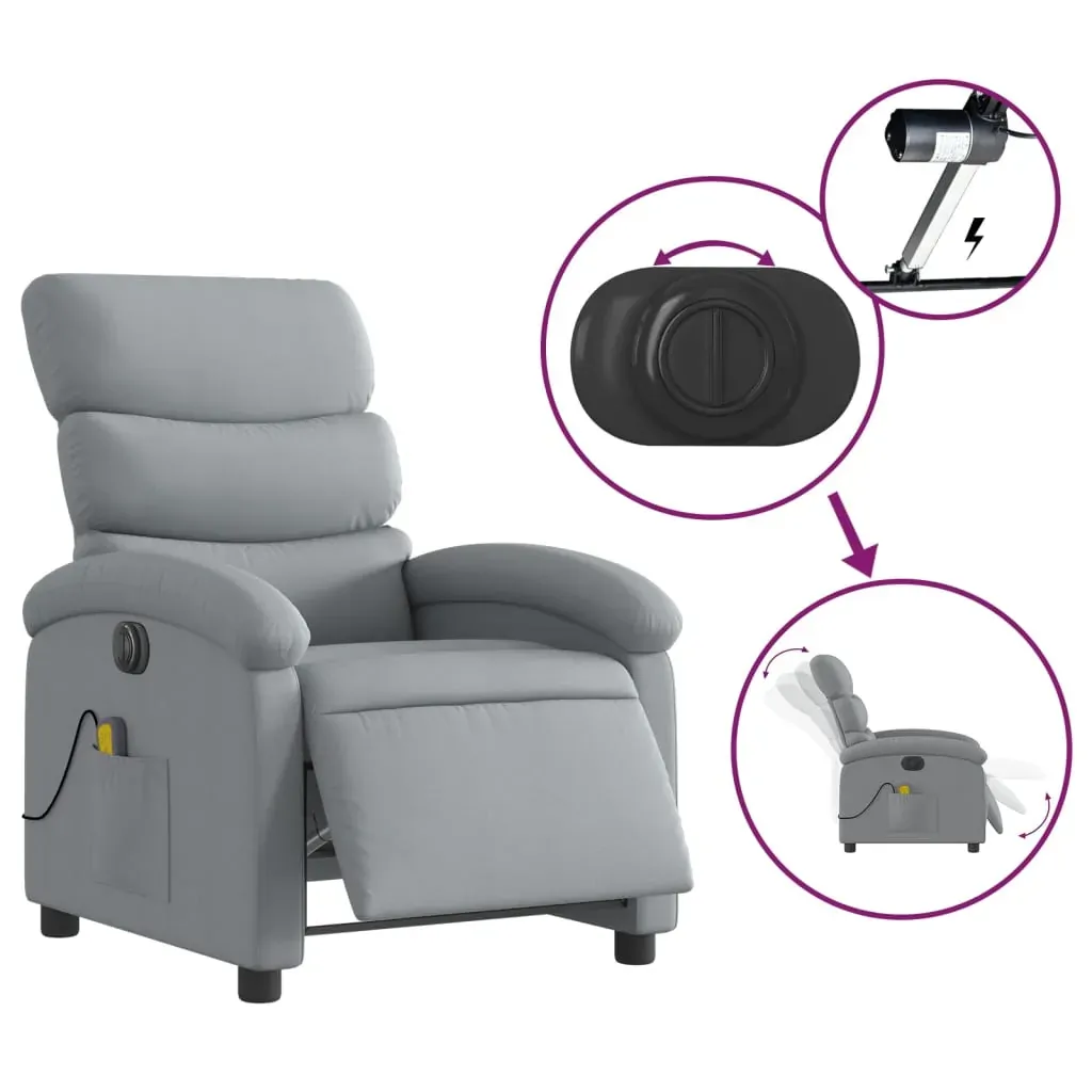 Electric Massage Recliner Chair Light Grey Fabric Price
