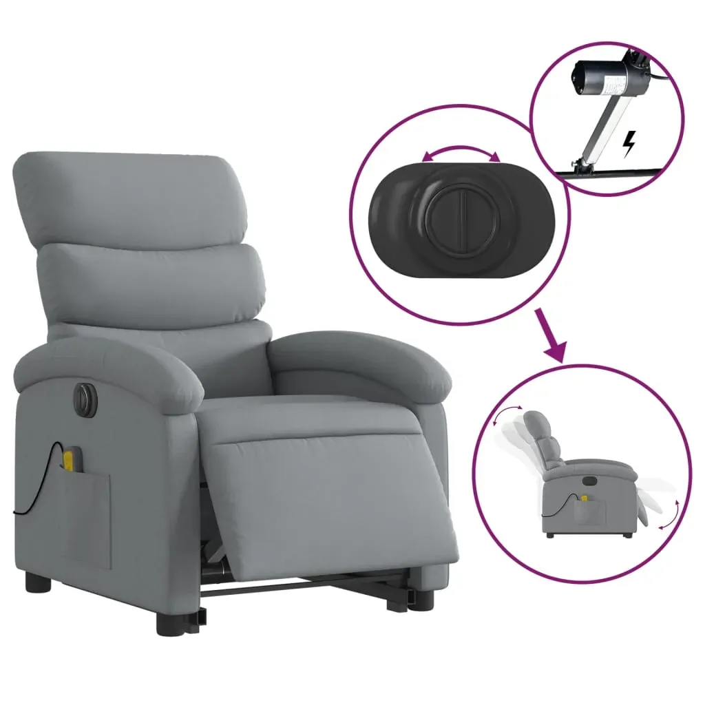 Electric Stand up Massage Recliner Chair Light Grey Fabric Price