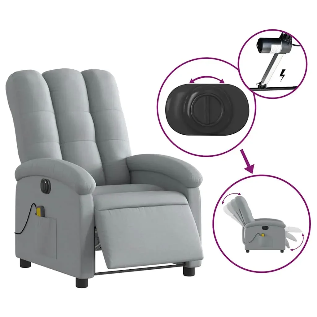 Electric Massage Recliner Chair Light Grey Fabric Price