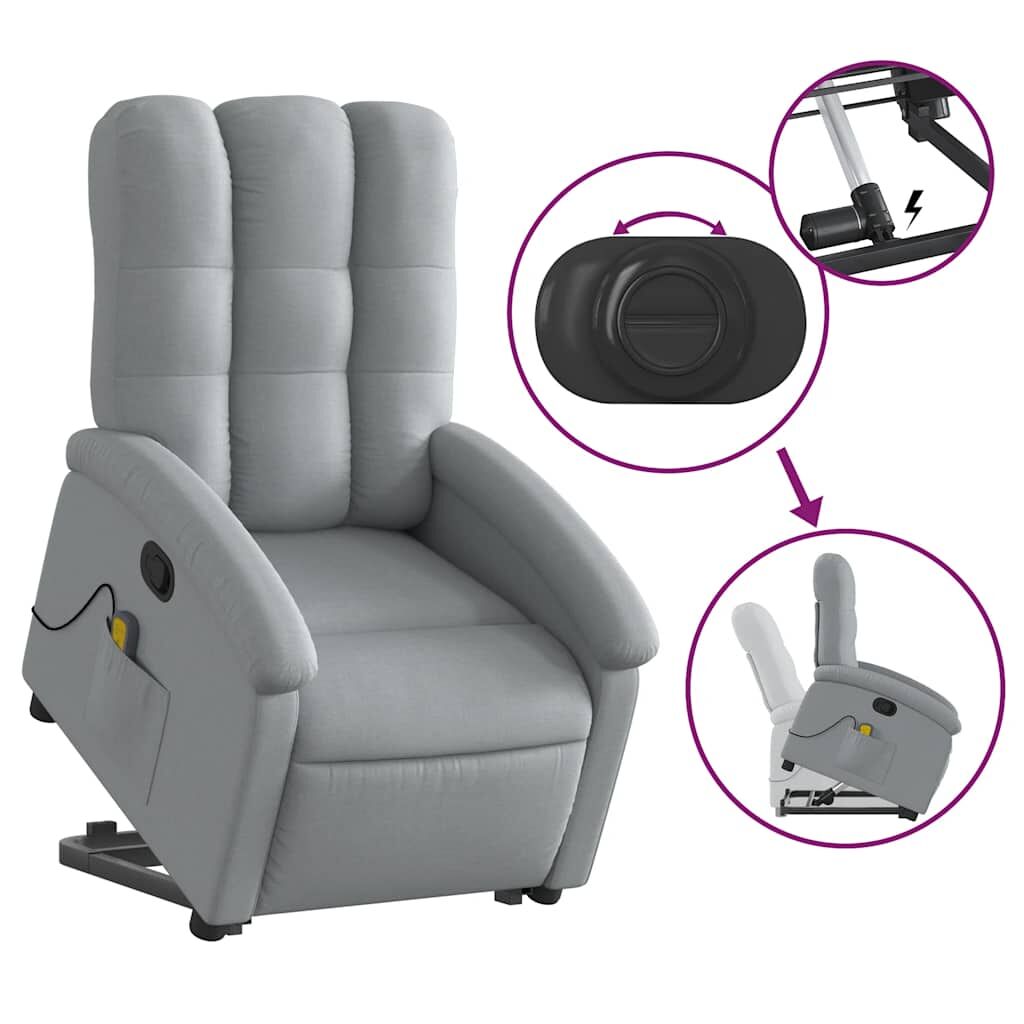 Stand up Massage Recliner Chair Light Grey Fabric Price