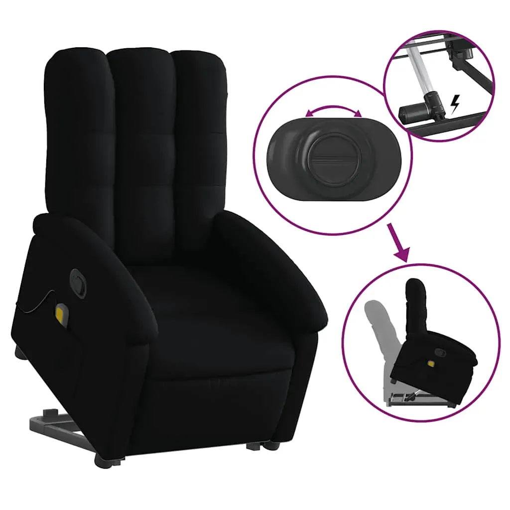 Stand up Massage Recliner Chair Black Fabric Price