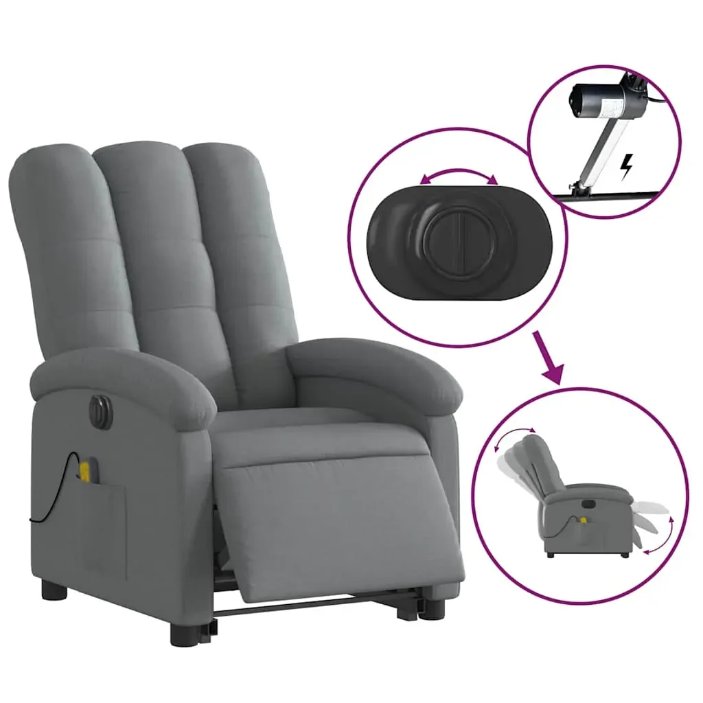 Electric Stand up Massage Recliner Chair Dark Grey Fabric Price