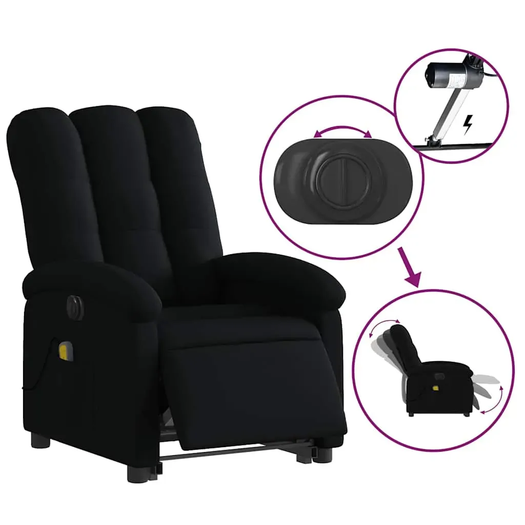 Electric Stand up Massage Recliner Chair Black Fabric Price