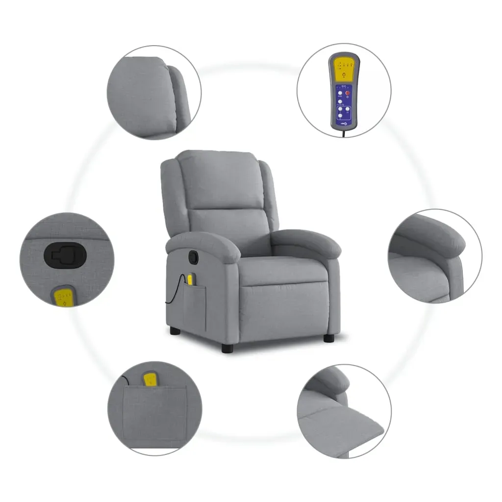 Massage Recliner Chair Light Grey Fabric Price