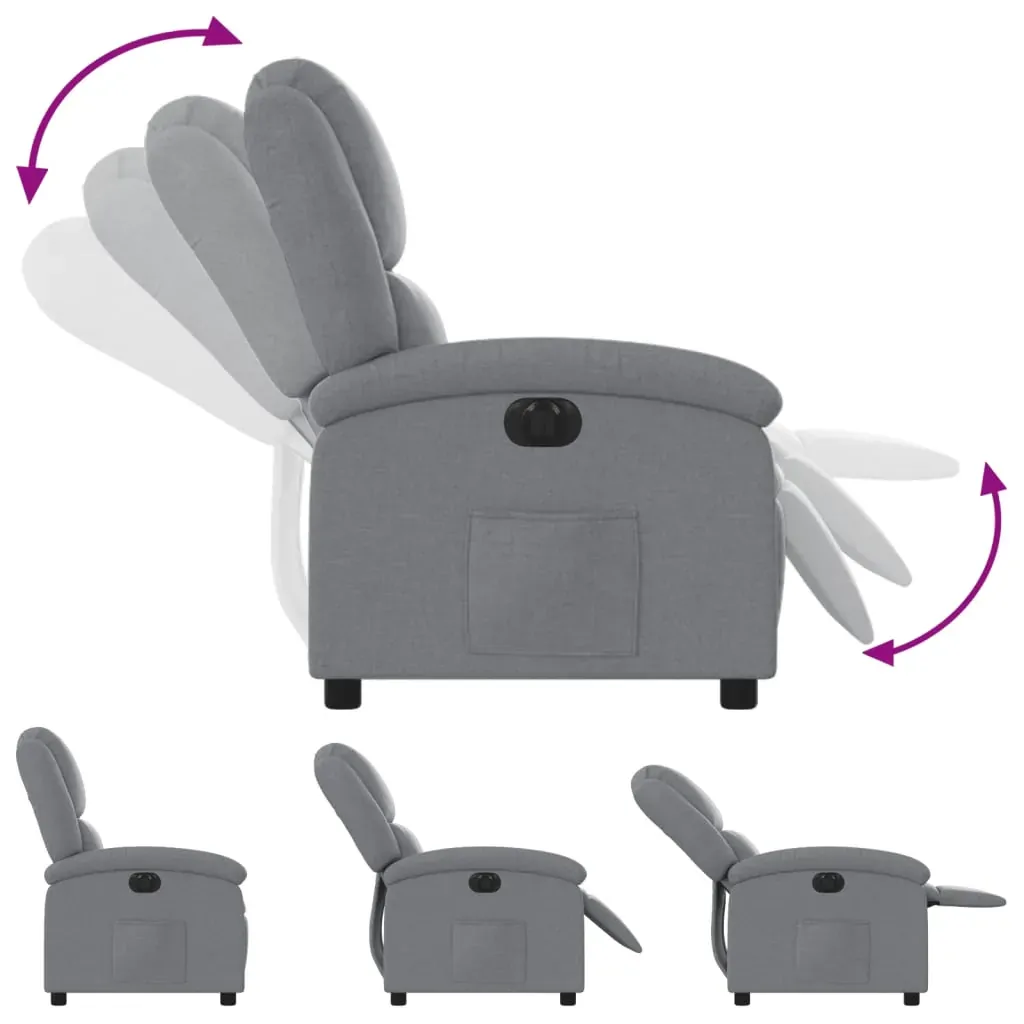 Electric Recliner Chair Light Grey Fabric Price