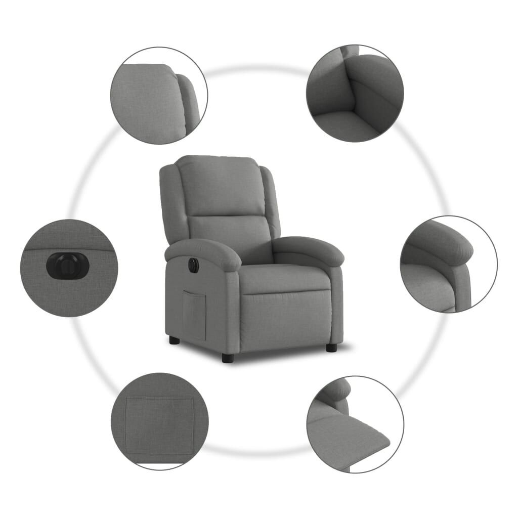 Electric Recliner Chair Dark Grey Fabric Price