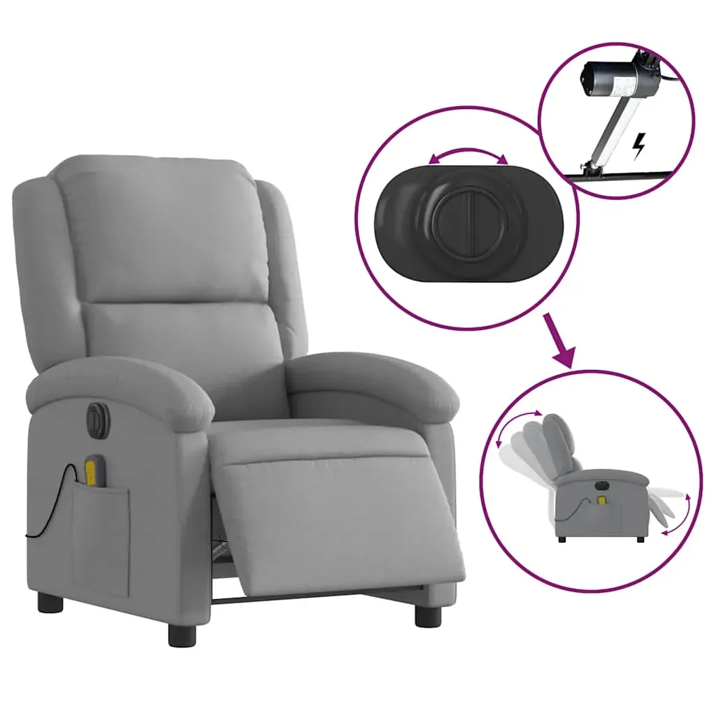 Electric Massage Recliner Chair Light Grey Fabric Price