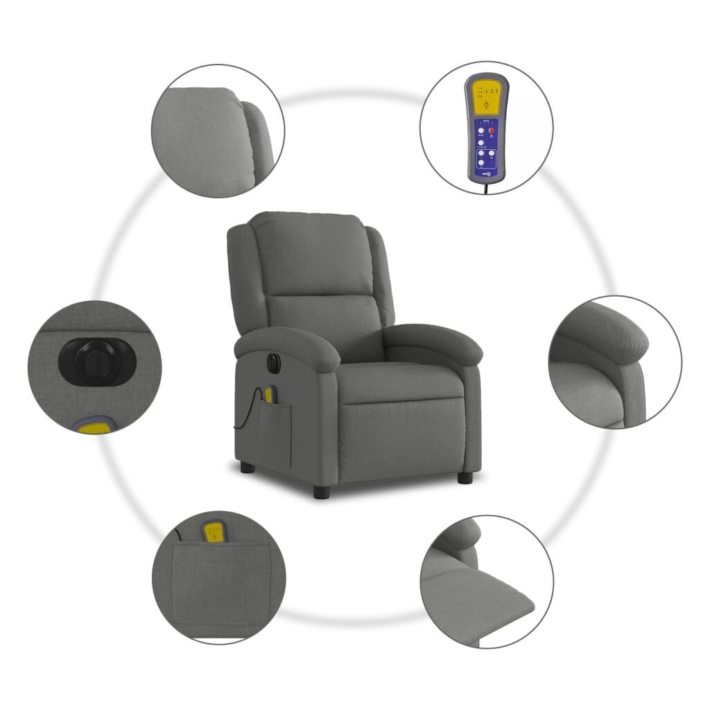 Electric Massage Recliner Chair Dark Grey Fabric Price
