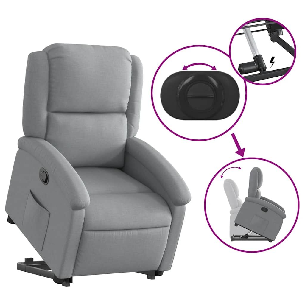 Stand up Recliner Chair Light Grey Fabric Price