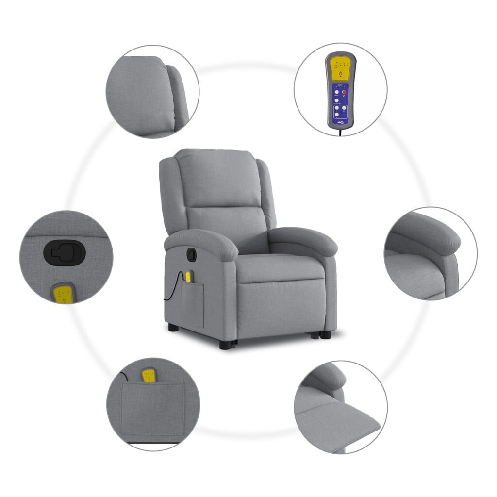 Stand up Massage Recliner Chair Light Grey Fabric Price