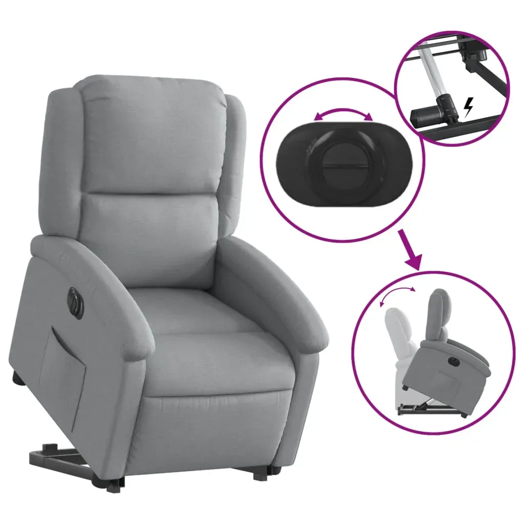 Electric Stand up Recliner Chair Light Grey Fabric Price