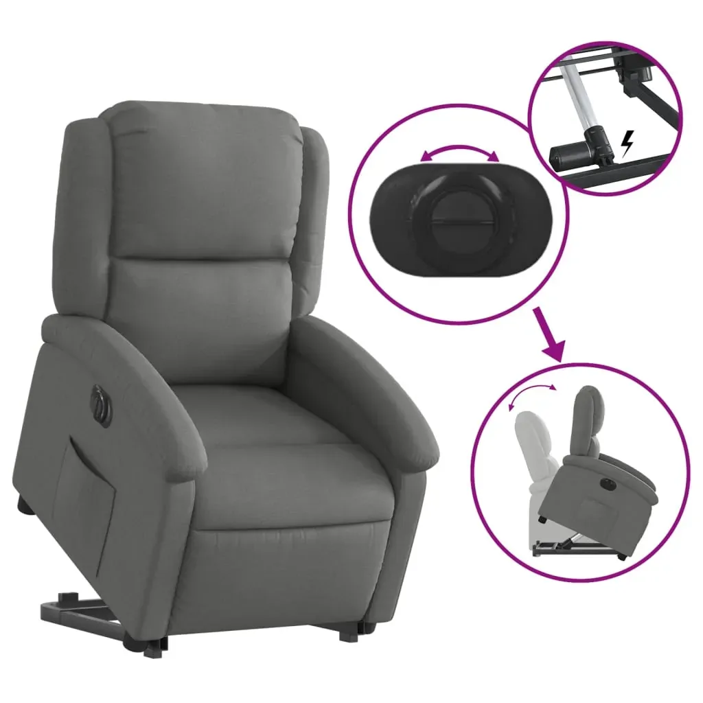Electric Stand up Recliner Chair Dark Grey Fabric Price
