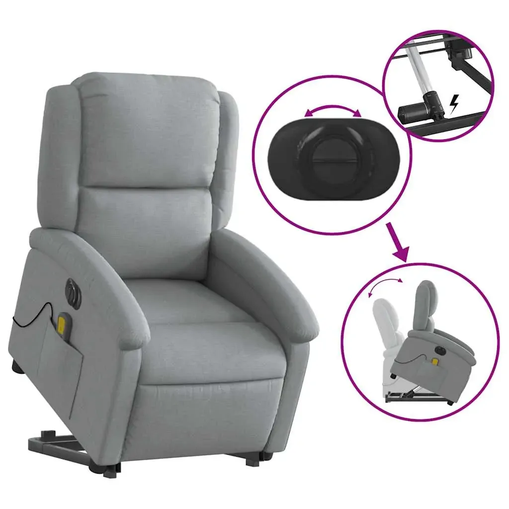 Electric Stand up Massage Recliner Chair Light Grey Fabric Price