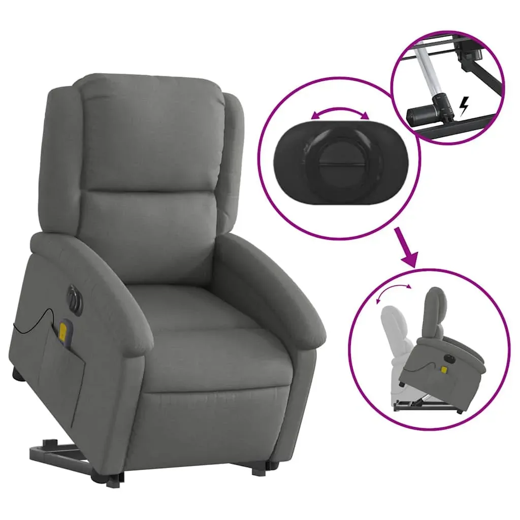 Electric Stand up Massage Recliner Chair Dark Grey Fabric Price