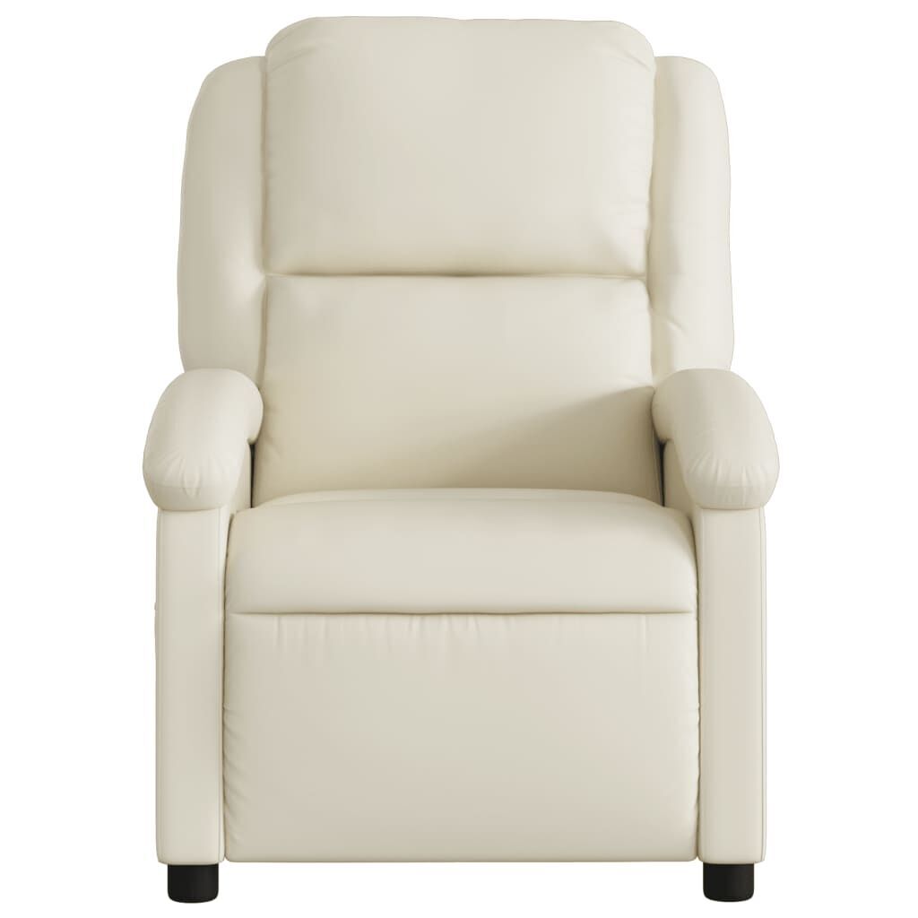 Massage Recliner Chair Cream Faux Leather Price