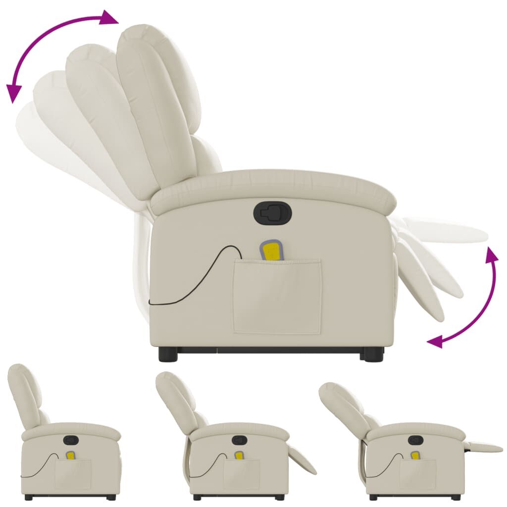 Stand up Massage Recliner Chair Cream Faux Leather Price