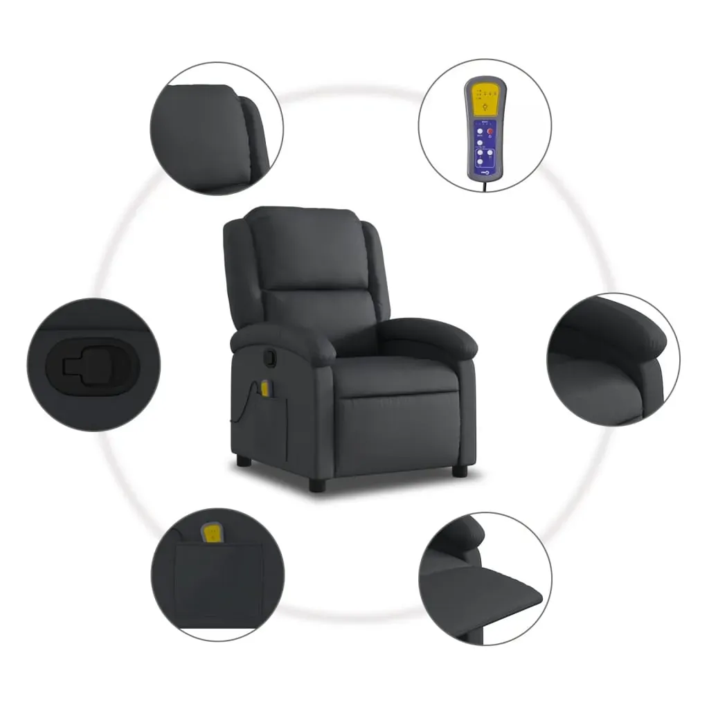 Massage Recliner Chair Black Real Leather Price