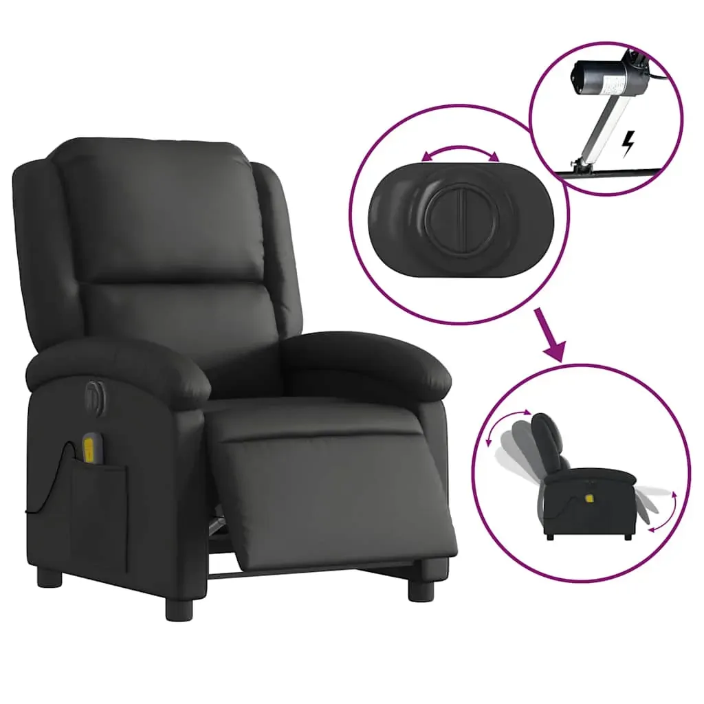 Electric Massage Recliner Chair Black Real Leather Price