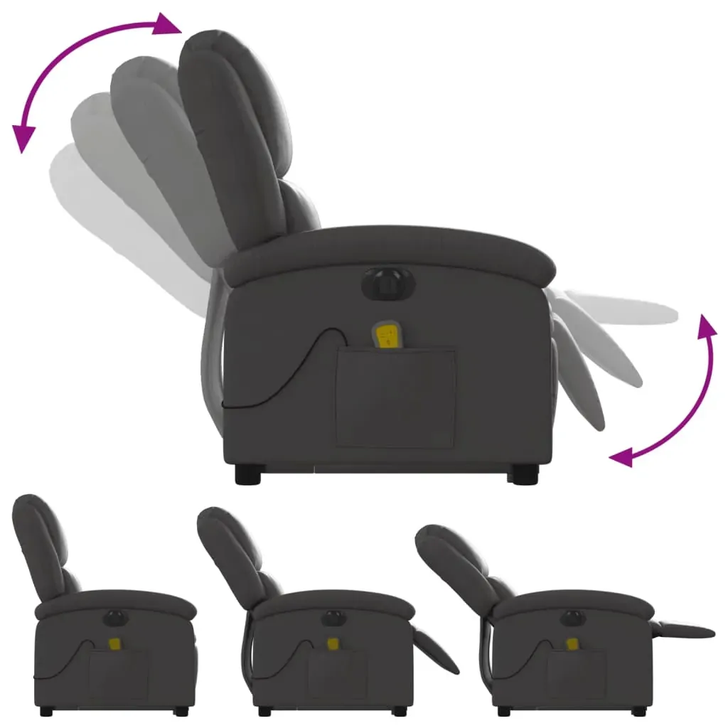 Electric Stand up Massage Recliner Chair Grey Real Leather Price