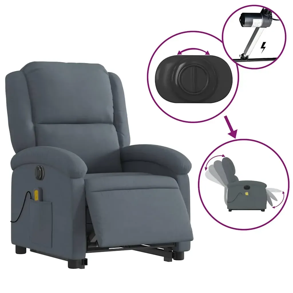 Electric Stand up Massage Recliner Chair Dark Grey Velvet Price