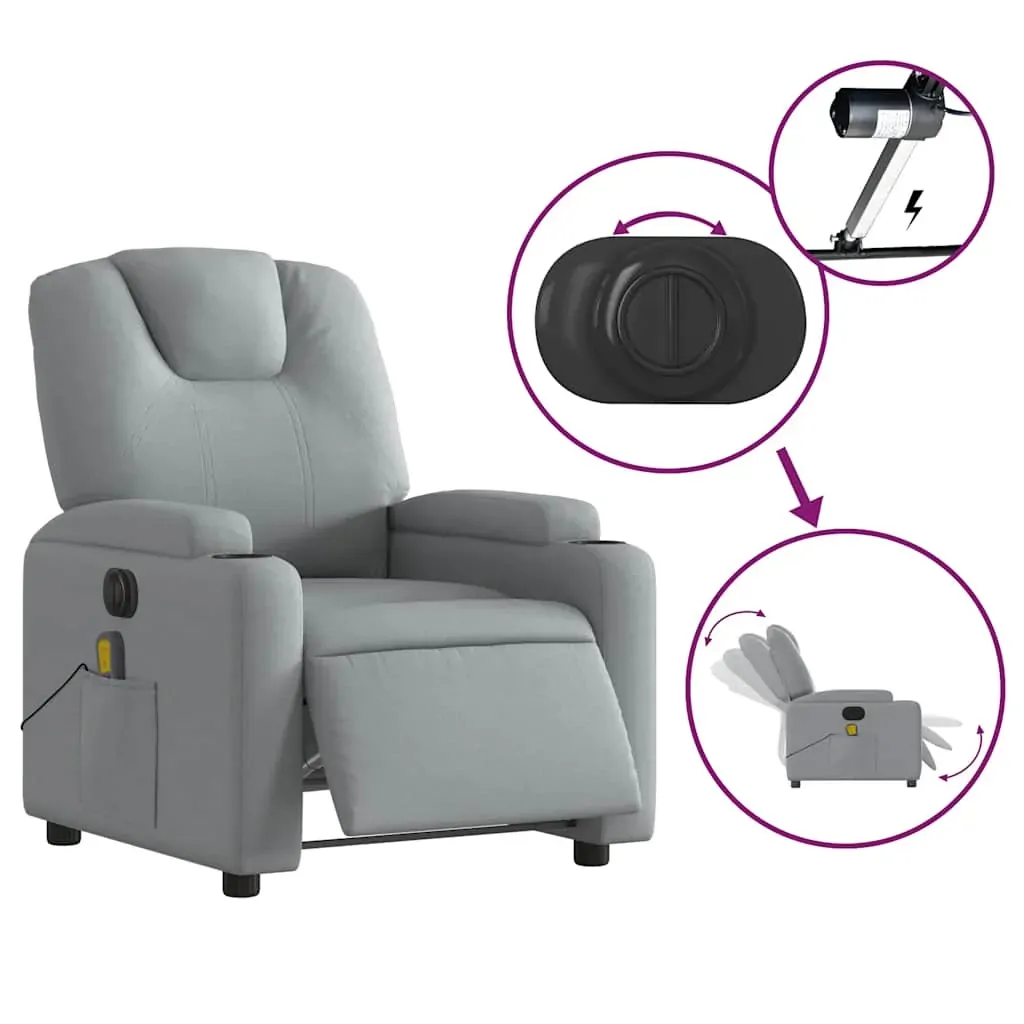 Electric Massage Recliner Chair Light Grey Fabric Price