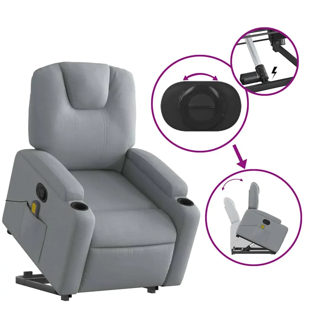 Stand up Massage Recliner Chair Light Grey Fabric Price