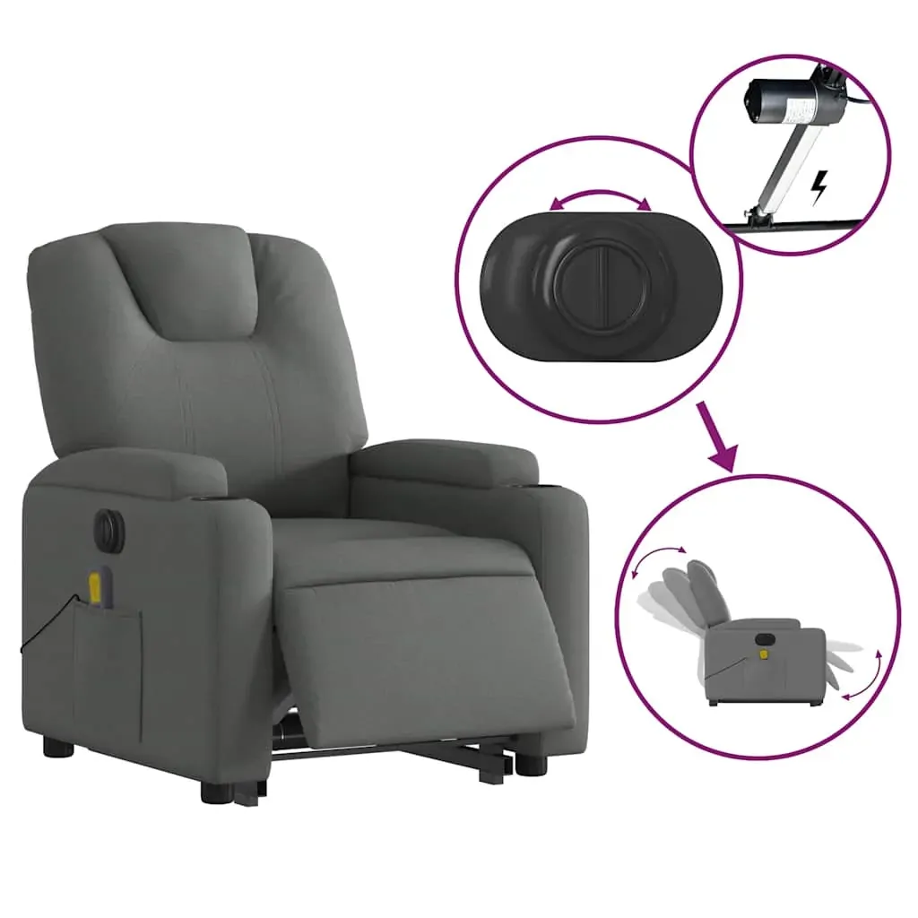 Electric Stand up Massage Recliner Chair Dark Grey Fabric Price
