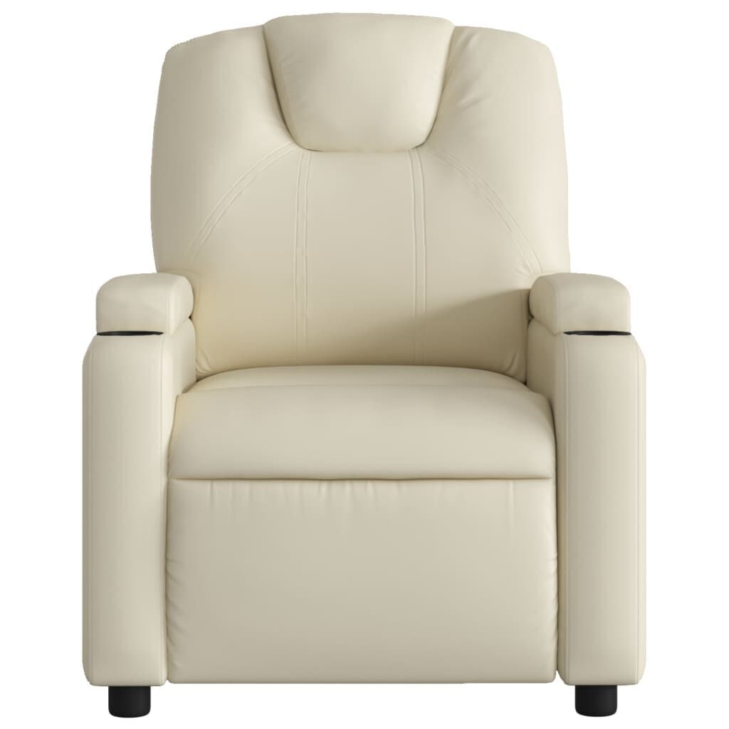 Massage Recliner Chair Cream Faux Leather Price