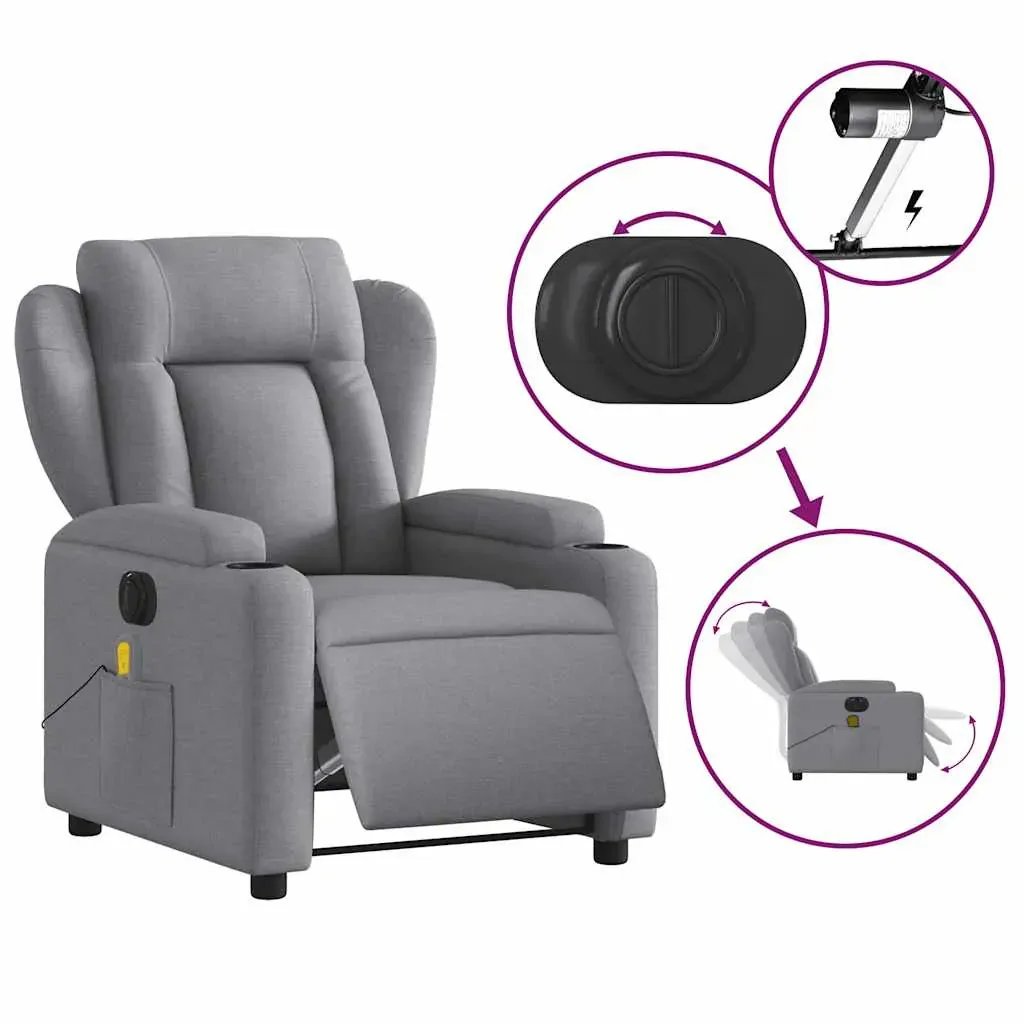 Electric Massage Recliner Chair Light Grey Fabric Price