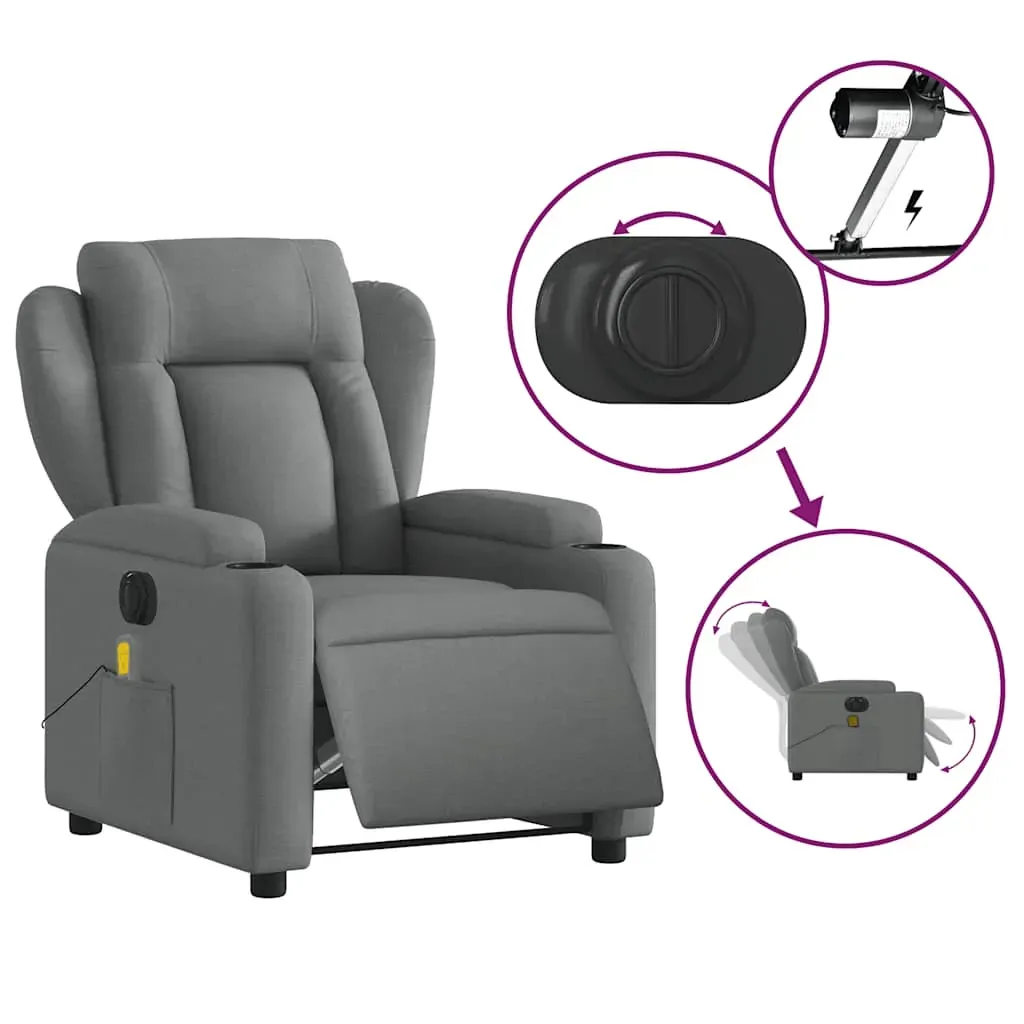 Electric Massage Recliner Chair Dark Grey Fabric Price