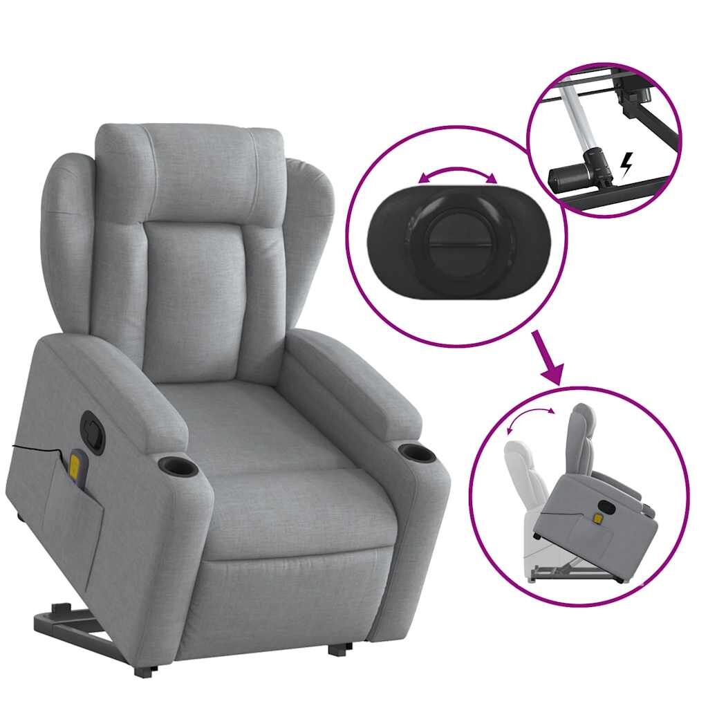Stand up Massage Recliner Chair Light Grey Fabric Price