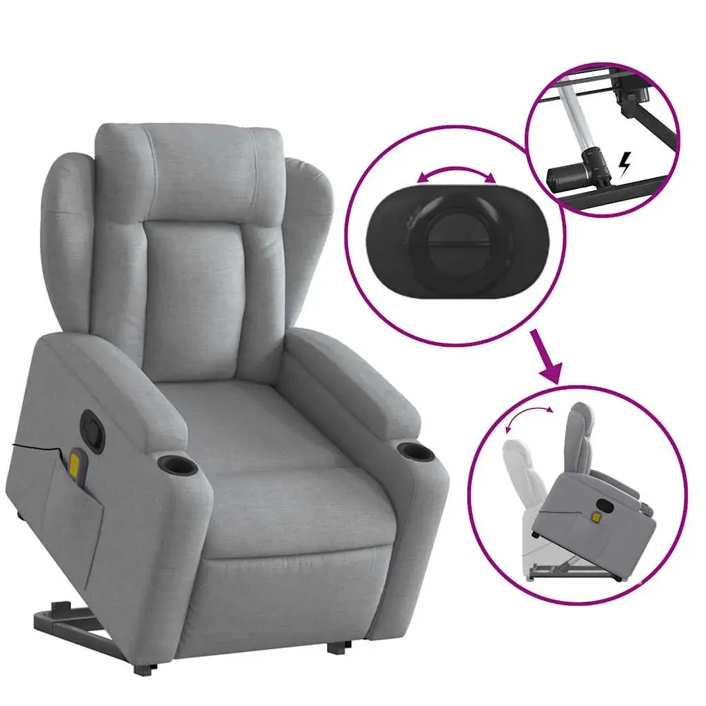 Stand up Massage Recliner Chair Light Grey Fabric Price