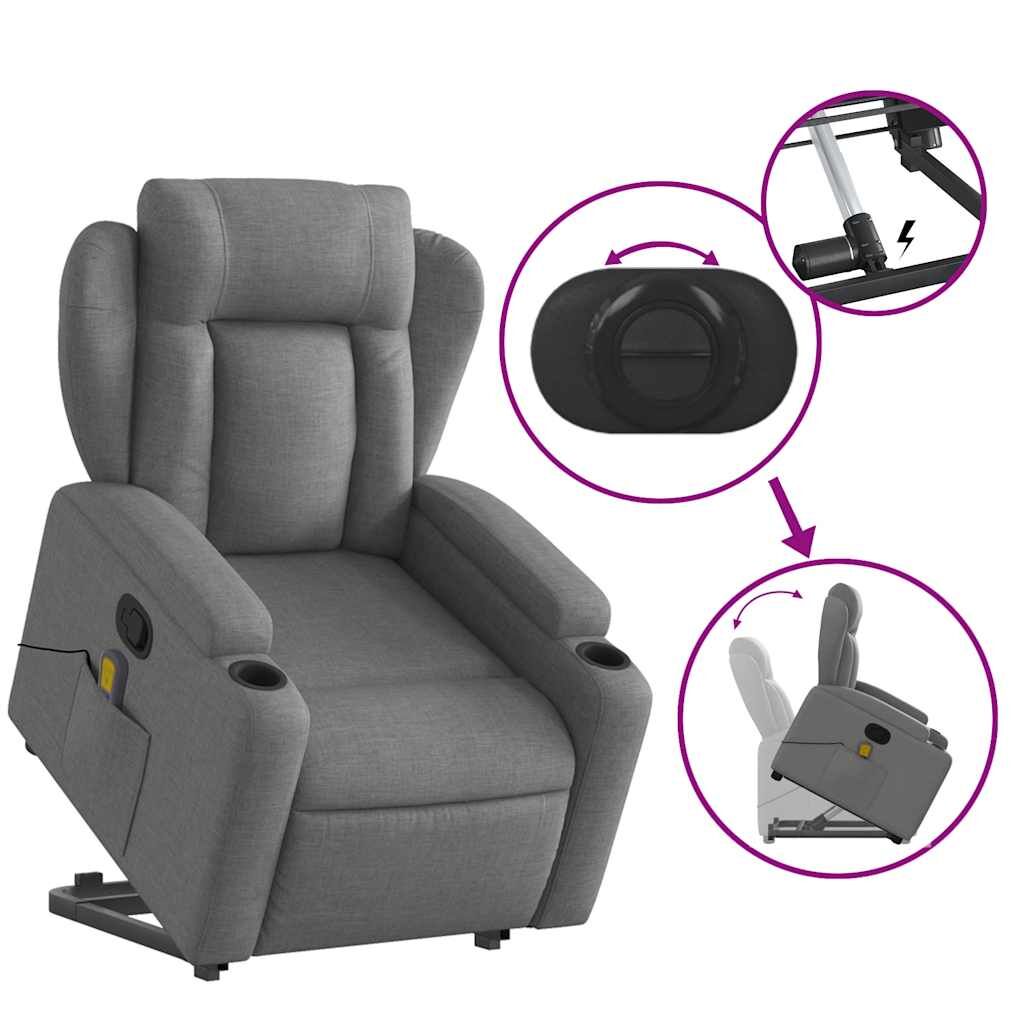 Stand up Massage Recliner Chair Dark Grey Fabric Price