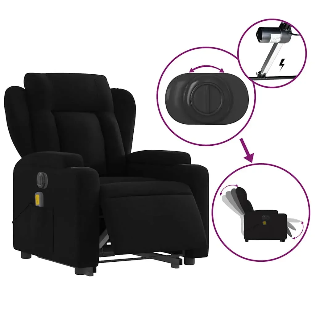 Electric Stand up Massage Recliner Chair Black Fabric Price
