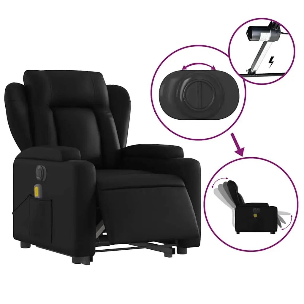 Electric Stand up Massage Recliner Chair Black Faux Leather Price