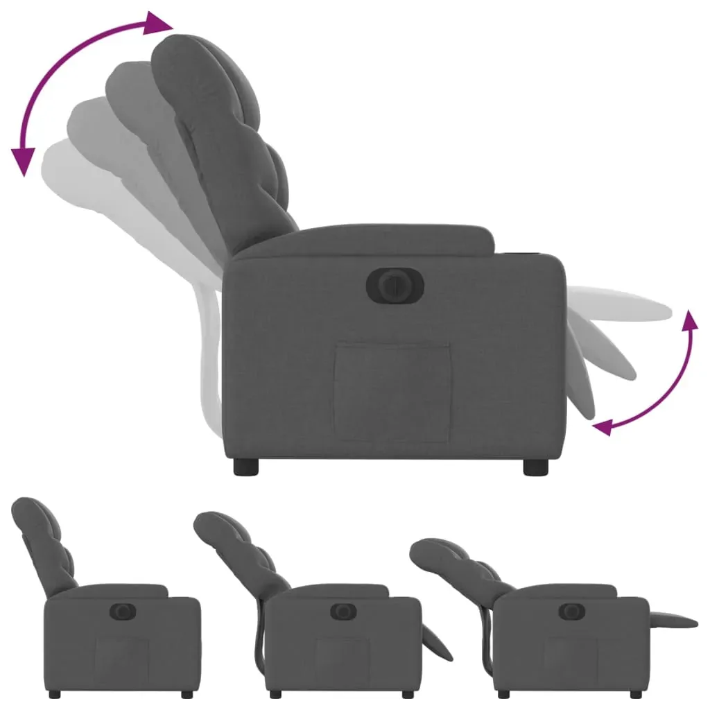 Electric Recliner Chair Dark Grey Fabric Price