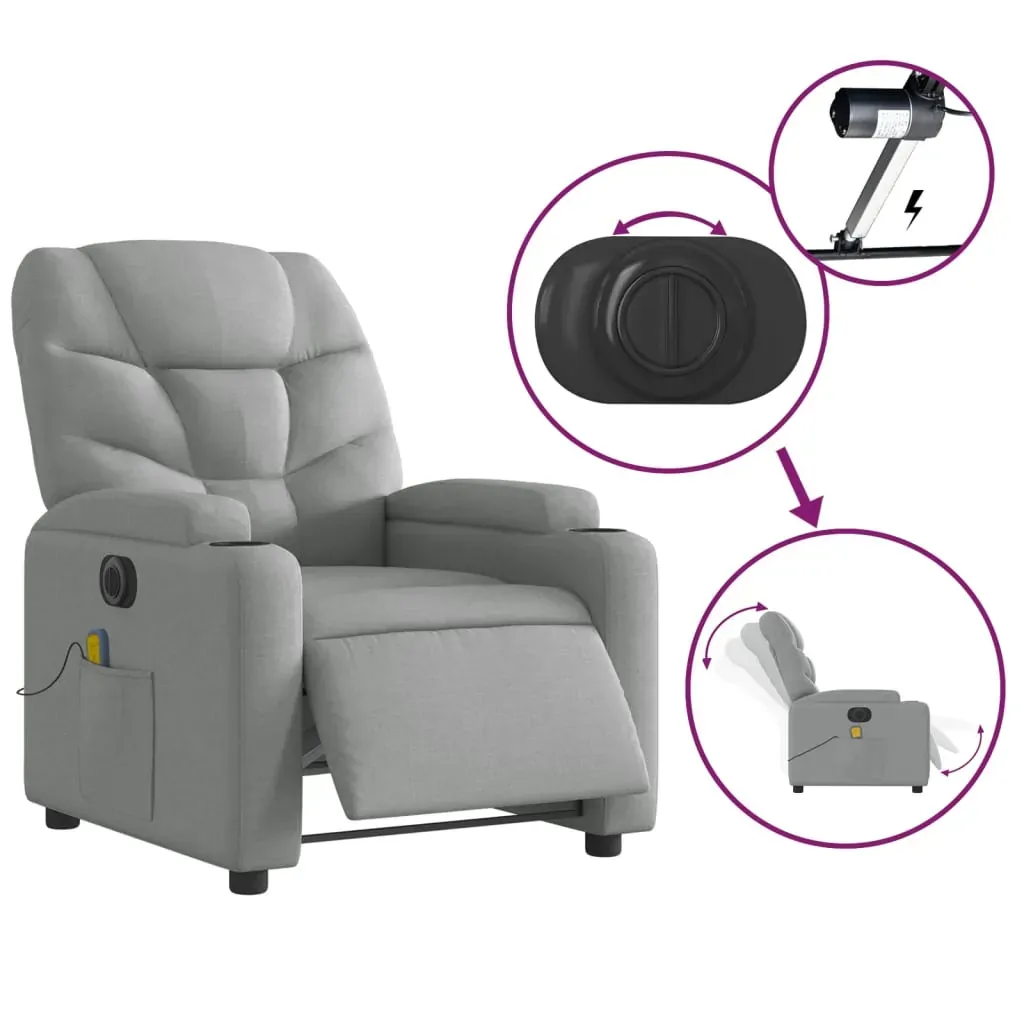 Electric Massage Recliner Chair Light Grey Fabric Price