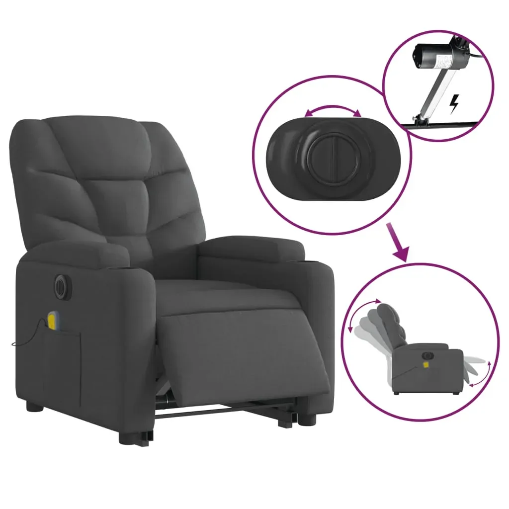 Electric Stand up Massage Recliner Chair Dark Grey Fabric Price