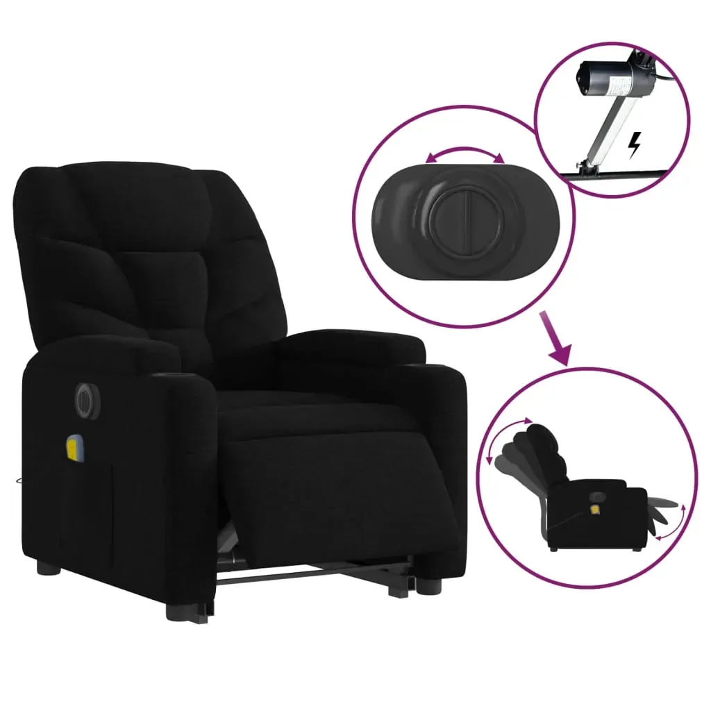 Electric Stand up Massage Recliner Chair Black Fabric Price