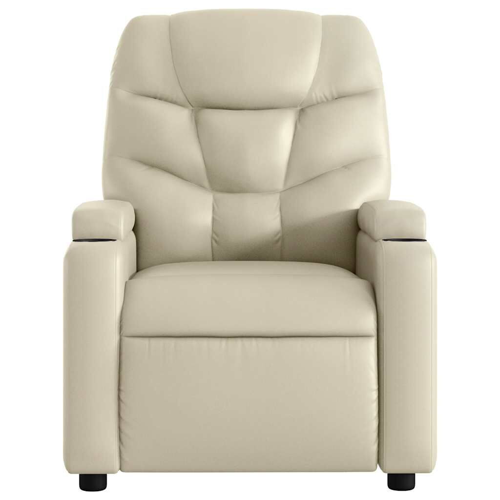 Massage Recliner Chair Cream Faux Leather Price