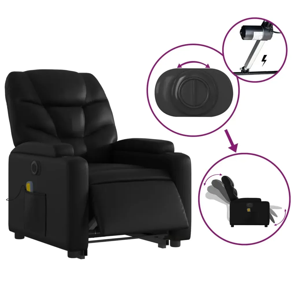 Electric Stand up Massage Recliner Chair Black Faux Leather Price