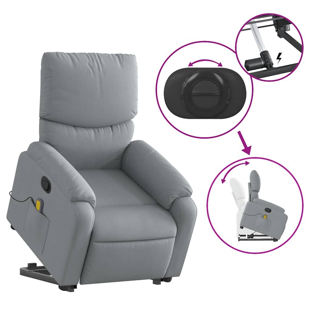 Stand up Massage Recliner Chair Light Grey Fabric Price