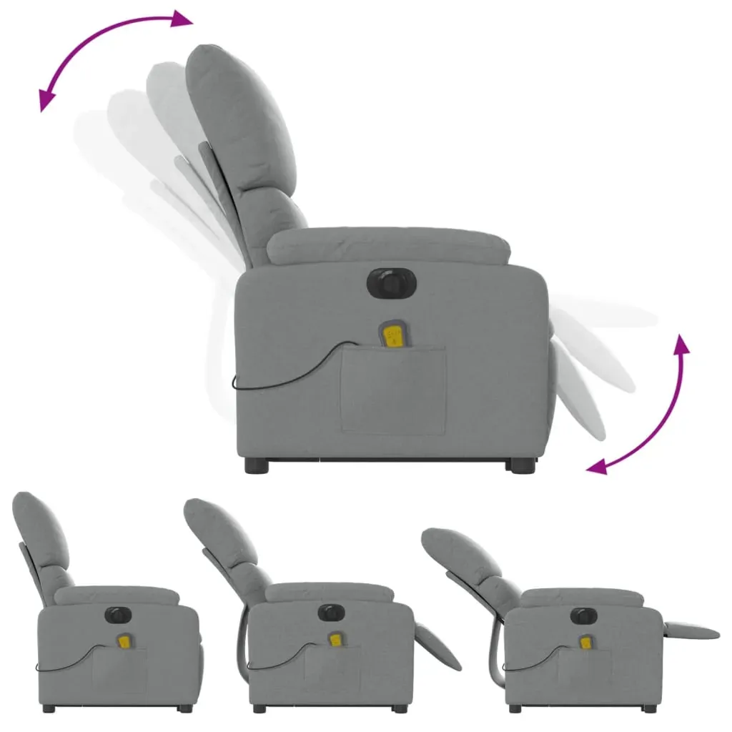 Electric Stand up Massage Recliner Chair Light Grey Fabric Price