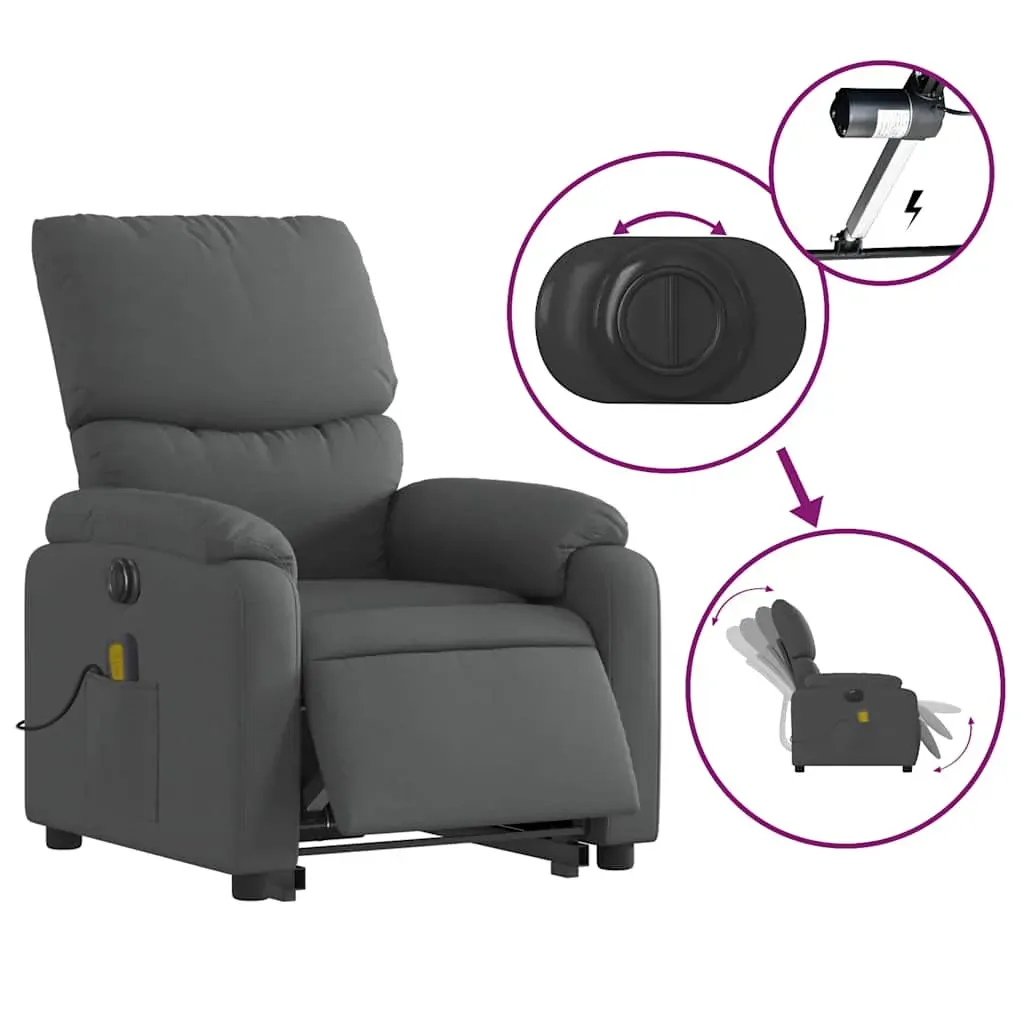 Electric Stand up Massage Recliner Chair Dark Grey Fabric Price